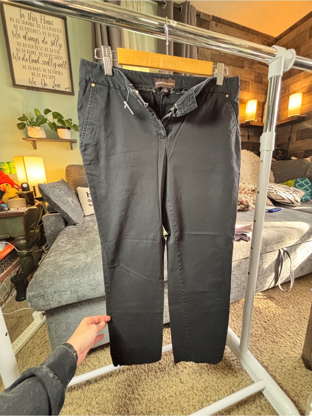 Dana Buchman Black Straight-Leg Pants